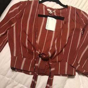 NWT Amuse Society Front Tie Cropped Blouse XS